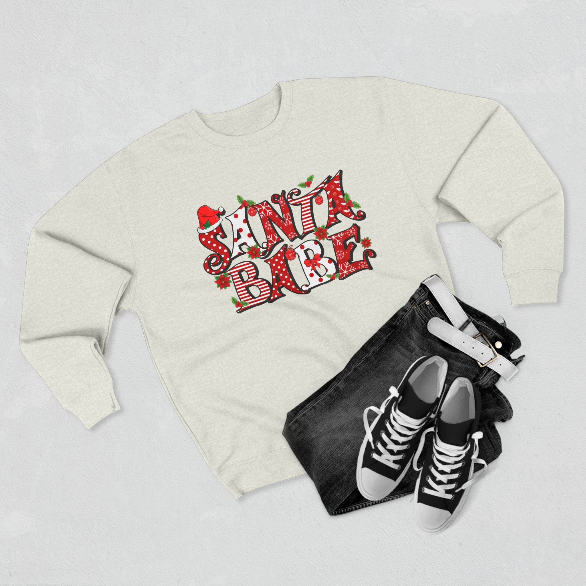 Santa Babe Unisex Sweatshirt | Cozy Holiday Attire, Christmas Gift, Trendy Casual Wear, Festive Apparel, Warm Winter Layering - Waemakers