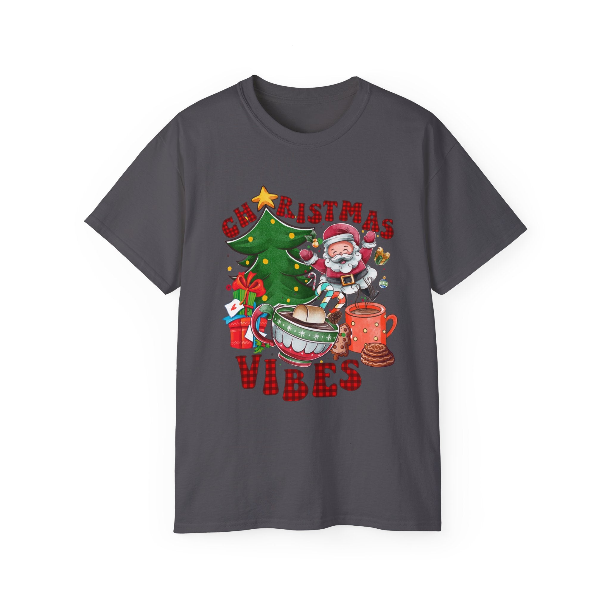 Christmas Vibes Unisex Ultra Cotton Tee | Festive Holiday Shirt, Merry Christmas Gift, Santa Tee, Seasonal Apparel, Cozy Winter Top - Waemakers