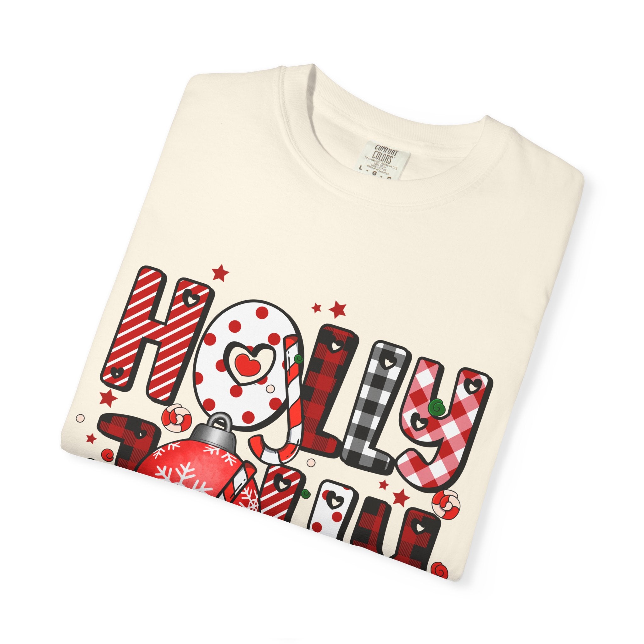 Holly Jolly Vibes Holiday T-Shirt, Unisex Garment-Dyed Tee, Christmas Apparel, Festive Clothing, Winter Party Shirt, Holiday Gift - Waemakers