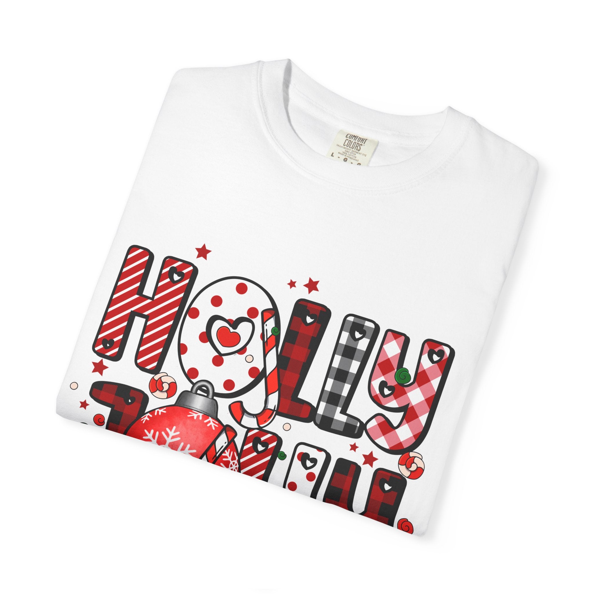 Holly Jolly Vibes Holiday T-Shirt, Unisex Garment-Dyed Tee, Christmas Apparel, Festive Clothing, Winter Party Shirt, Holiday Gift - Waemakers