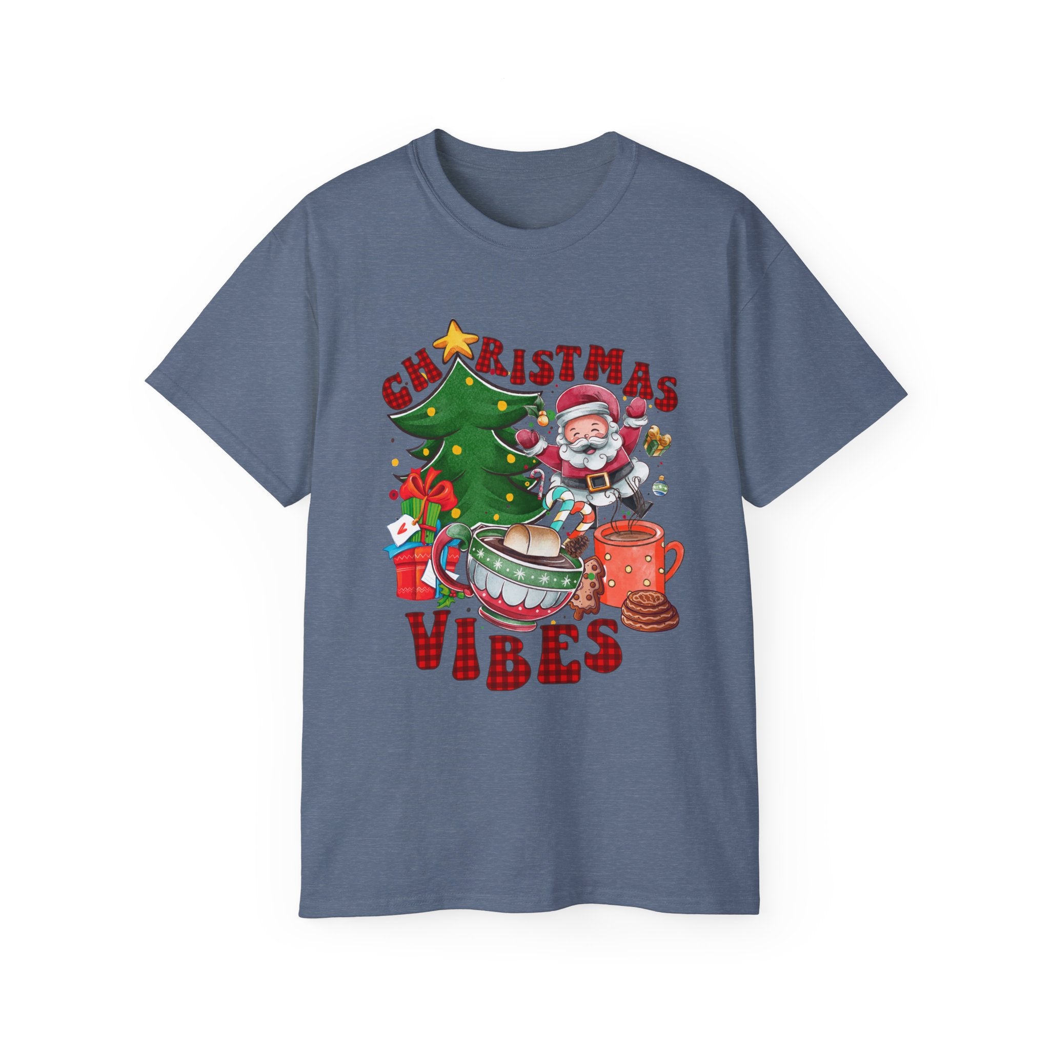Christmas Vibes Unisex Ultra Cotton Tee | Festive Holiday Shirt, Merry Christmas Gift, Santa Tee, Seasonal Apparel, Cozy Winter Top - Waemakers