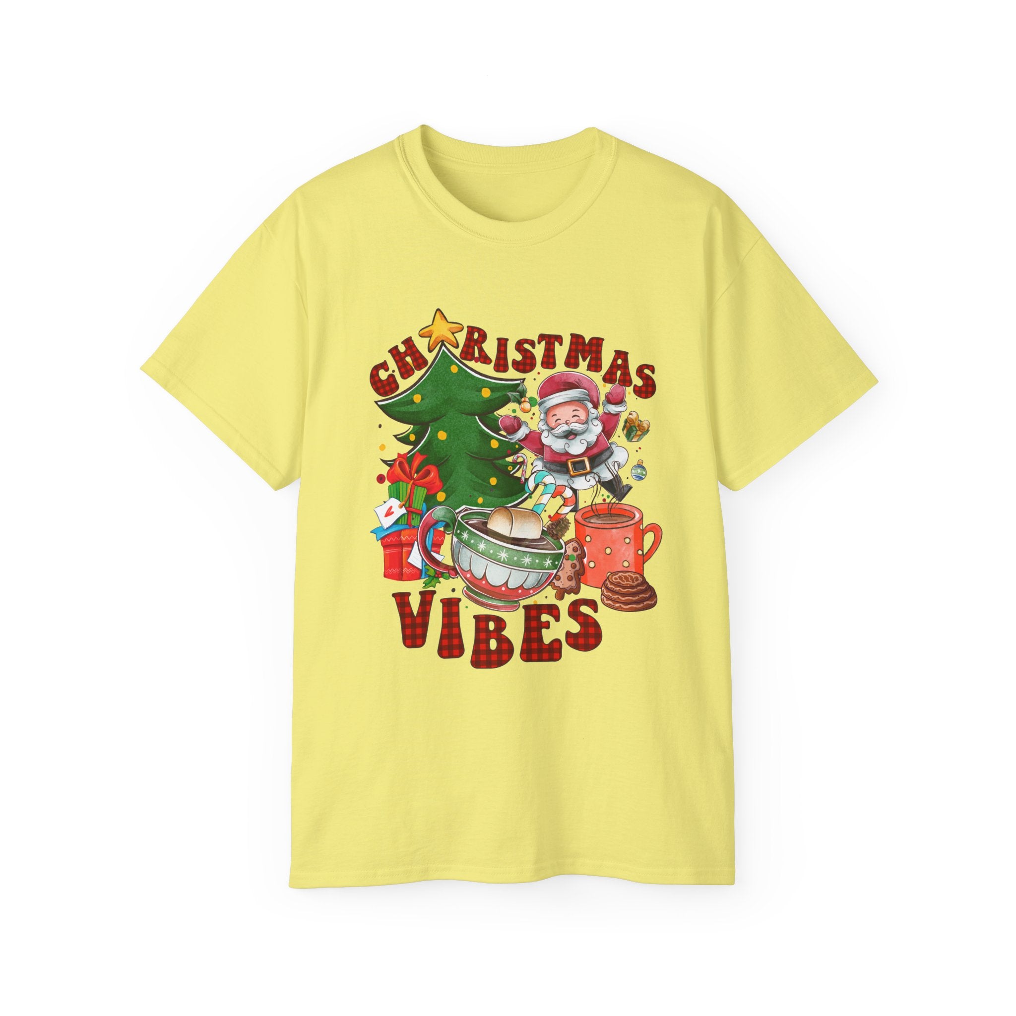 Christmas Vibes Unisex Ultra Cotton Tee | Festive Holiday Shirt, Merry Christmas Gift, Santa Tee, Seasonal Apparel, Cozy Winter Top - Waemakers