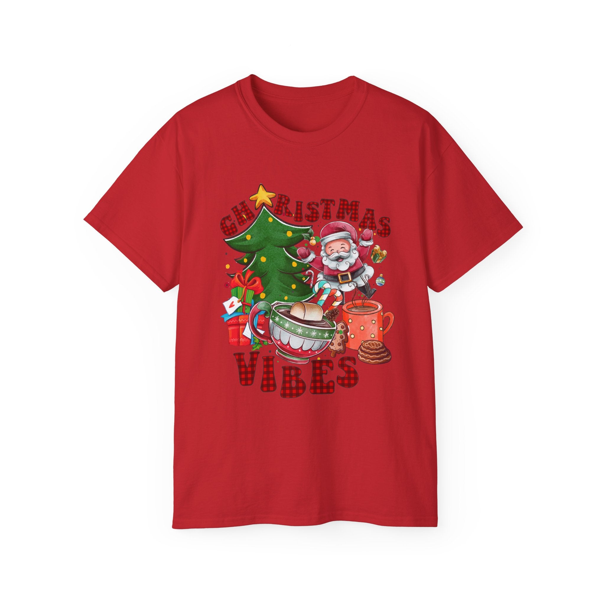 Christmas Vibes Unisex Ultra Cotton Tee | Festive Holiday Shirt, Merry Christmas Gift, Santa Tee, Seasonal Apparel, Cozy Winter Top - Waemakers