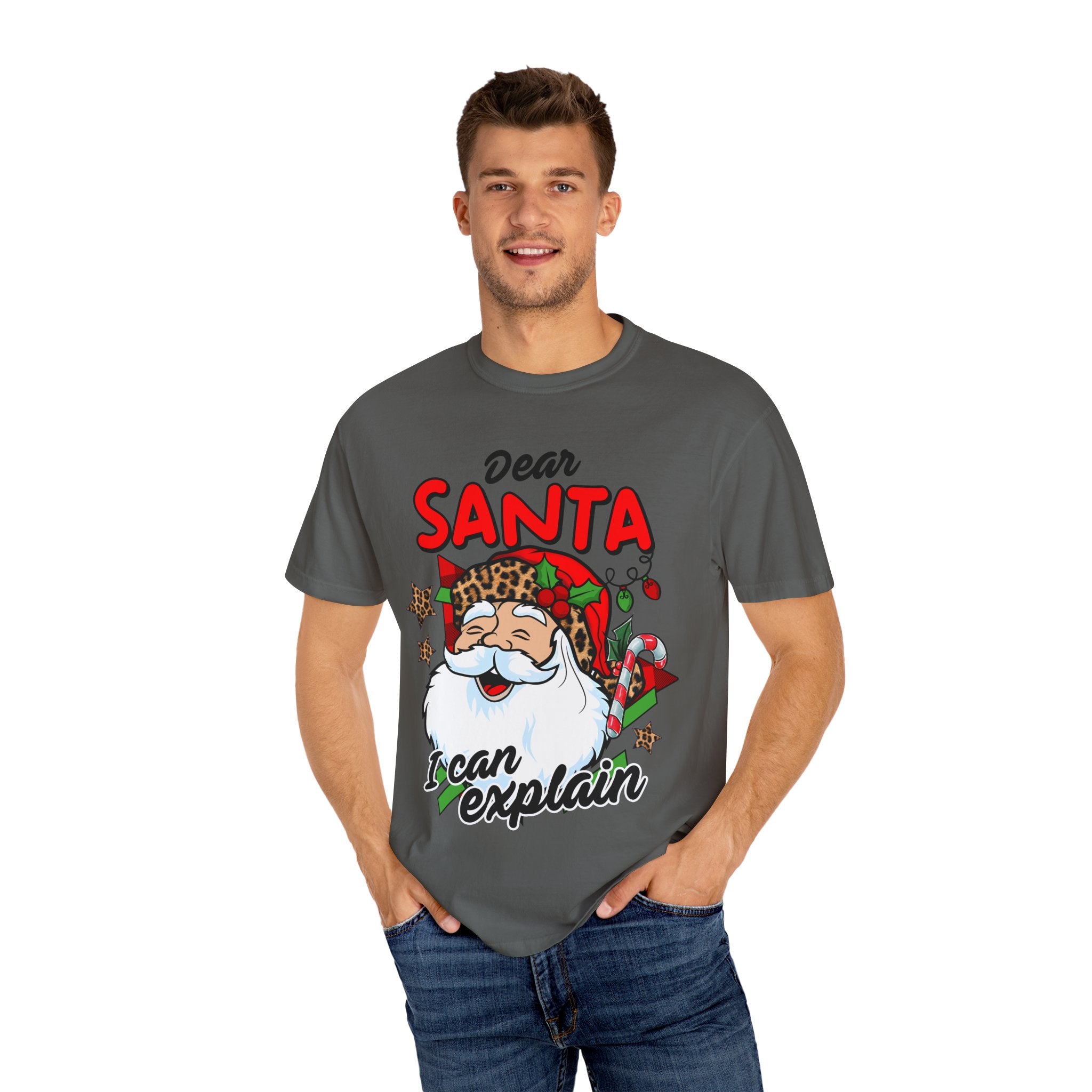 Dear Santa Unisex Garment-Dyed T-shirt, Christmas Shirt, Holiday Tee, Cute Santa Gift, Family Matching Shirt, Fun Festive Apparel - Waemakers
