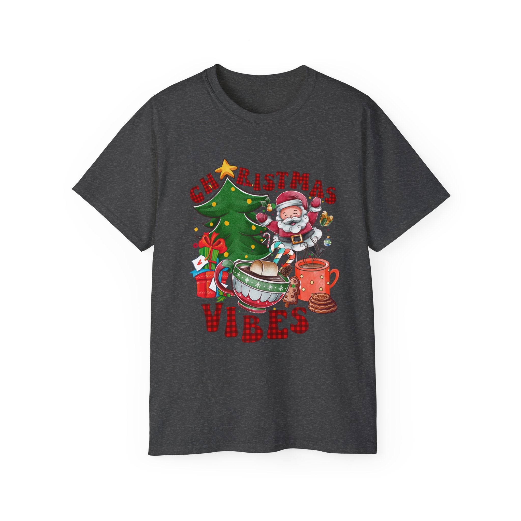 Christmas Vibes Unisex Ultra Cotton Tee | Festive Holiday Shirt, Merry Christmas Gift, Santa Tee, Seasonal Apparel, Cozy Winter Top - Waemakers