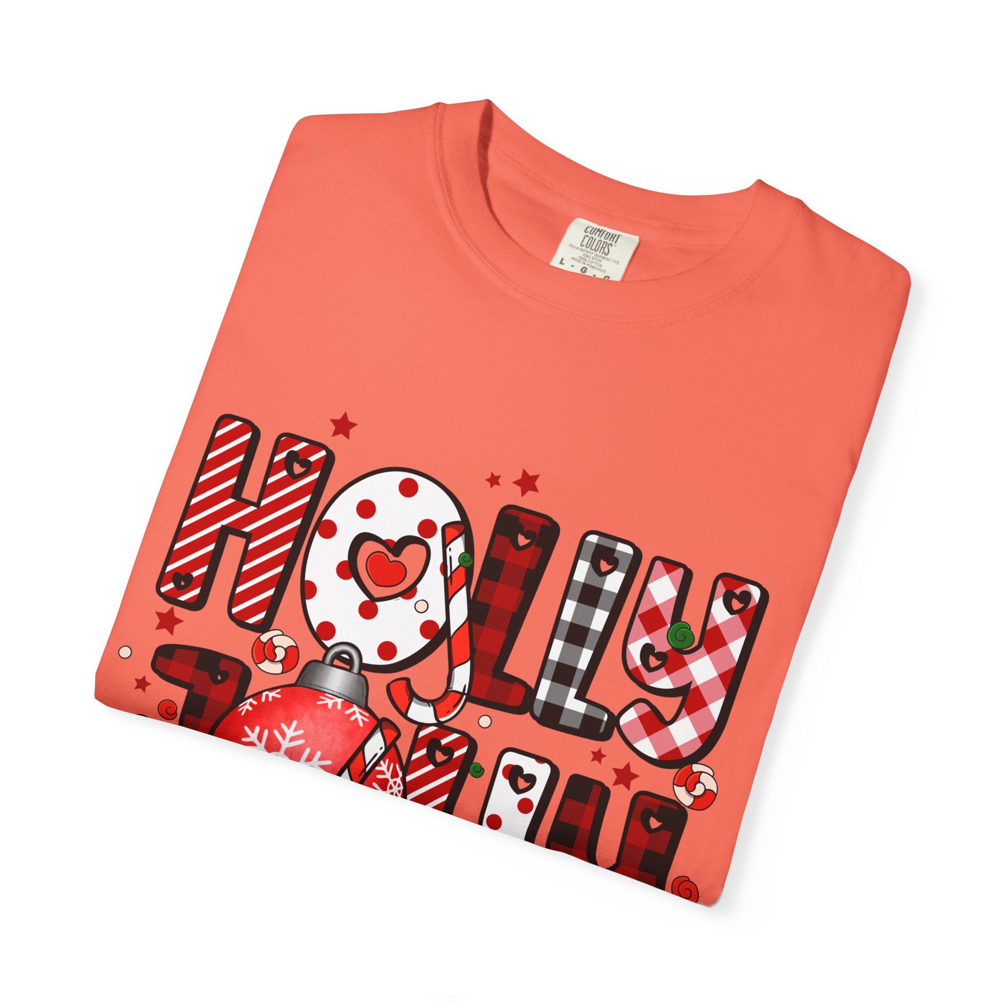 Holly Jolly Vibes Holiday T-Shirt, Unisex Garment-Dyed Tee, Christmas Apparel, Festive Clothing, Winter Party Shirt, Holiday Gift - Waemakers